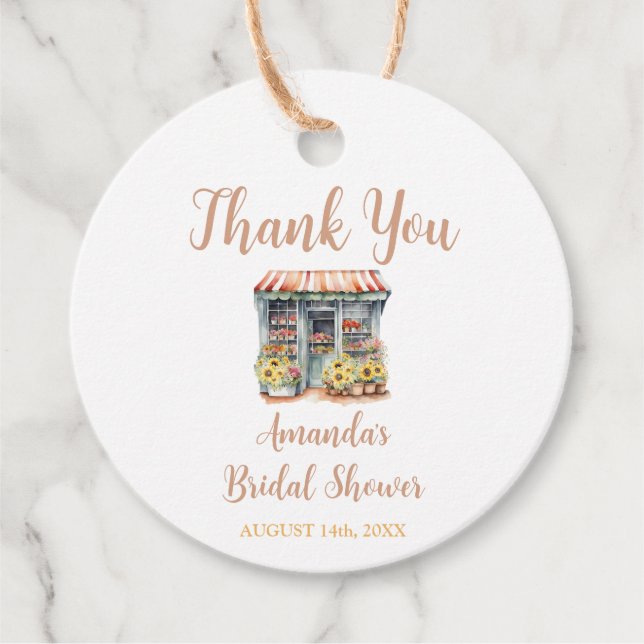 Sonnenblumen vom Markt Brautparty Vielen Dank Geschenkanhänger (Vorderseite)