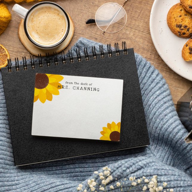 Sonnenblumen vom Schreibtisch des Lehrers Post-it Klebezettel (Von Creator hochgeladen)