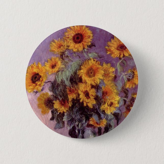 Sonnenblumen von Claude Monet Button (Vorderseite)