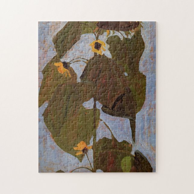 Sonnenblumen von Egon Schiele Puzzle (Vertikal)