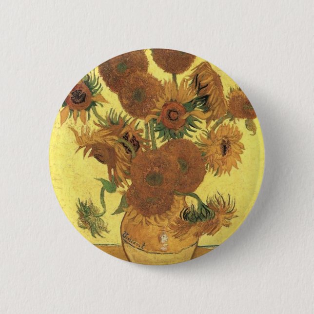 Sonnenblumen von Van Gogh Button (Vorderseite)