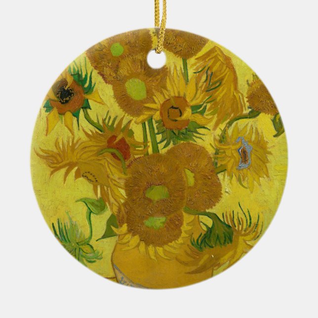 Sonnenblumen von Van Gogh Gemälde Art Keramik Ornament (Vorne)