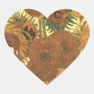 Sonnenblumen von Van Gogh Herz-Aufkleber