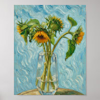 Sonnenblumen von Van Gogh in einer Glasvase