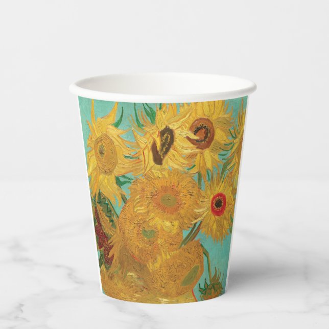 Sonnenblumen von Van Gogh  Pappbecher (Vorderseite)