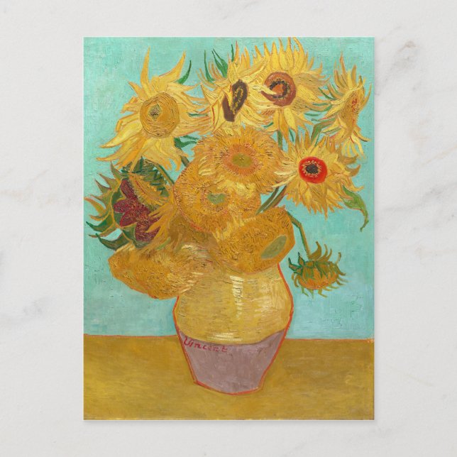 Sonnenblumen von Van Gogh Postkarte (Vorderseite)
