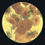 Sonnenblumen von Van Gogh Runder Aufkleber<br><div class="desc">Stillleben: Vase mit 15 Sonnenblumen Gemälde von Vincent van Gogh. Der Expressionismus ist nicht nur eine Möglichkeit, Dinge zu sehen, sondern auch eine Möglichkeit, sie zu machen, sie zu malen. Ein Expressionist malen nicht "flach" und in reinen Tönen - er bricht seine Töne auf und wendet sie mit einem liberalen...</div>