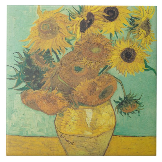 Sonnenblumen von Vincent Van Gogh Fliese (Vorderseite)