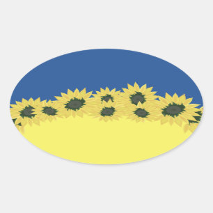 Sonnenblumen vor dem Hintergrund der ukrainischen Ovaler Aufkleber
