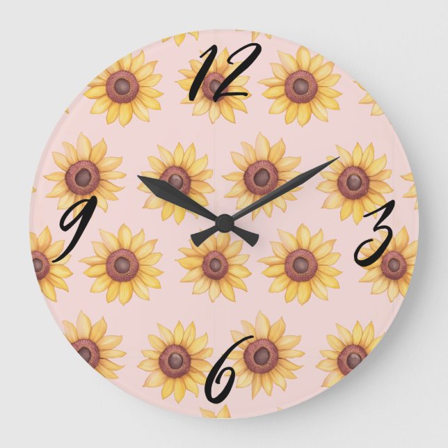 "Sonnenblumen" Wall Clock Große Wanduhr (Vorderseite)
