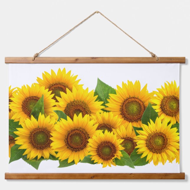 Sonnenblumen Wandteppich Mit Holzrahmen (Vorne)
