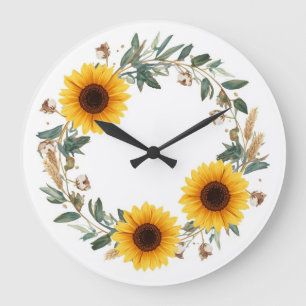 Sonnenblumen-Wanduhr mit Blumendesign Große Wanduhr