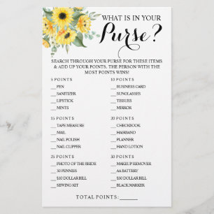 Sonnenblumen Was ist in deiner Handtasche Duschspi Flyer