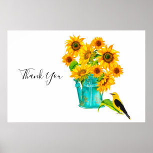 Sonnenblumen Wasser kann Bouquet Vielen Dank Poster