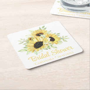 Sonnenblumen-Wasserfarbe-Gelbe-Blumen-Braut-Party Rechteckiger Pappuntersetzer
