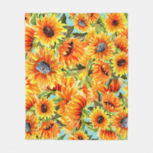 Sonnenblumen Wasserfarbe: Nahtlose Illustration Fleecedecke
