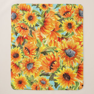 Sonnenblumen Wasserfarbe: Nahtlose Illustration Sherpadecke