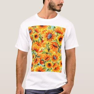 Sonnenblumen Wasserfarbe: Nahtlose Illustration T-Shirt