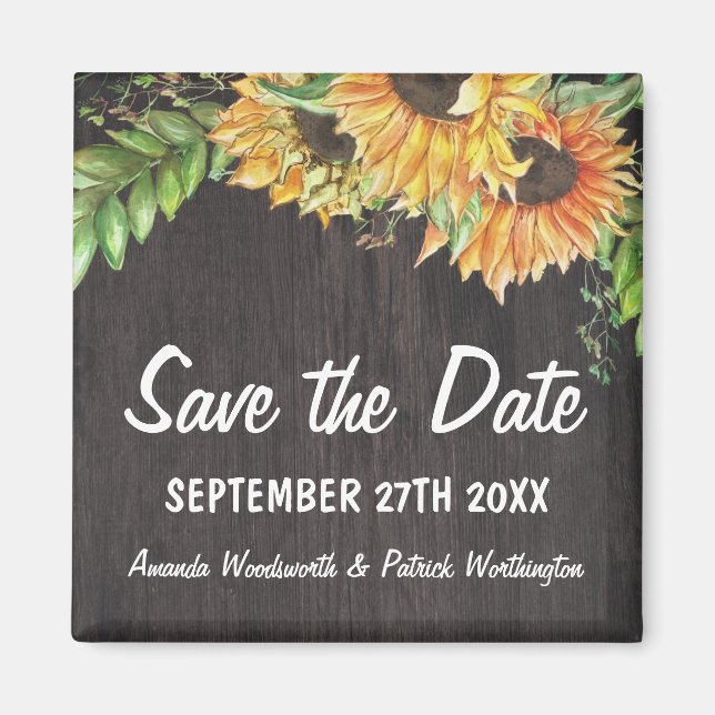 Sonnenblumen Wasserfarbe Rustikales Land Save the  Magnet (Vorne)