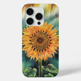 Sonnenblumen Wasserfarbe unter Nordlicht Case-Mate iPhone Hülle