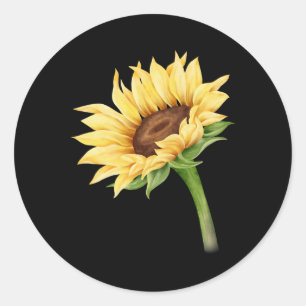 Sonnenblumen Wasserfarben Positiver Sommer Fall Runder Aufkleber