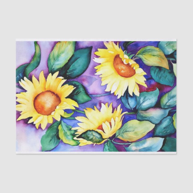 Sonnenblumen Wasserfarben Tissue Seidenpapier (Vorderseite)