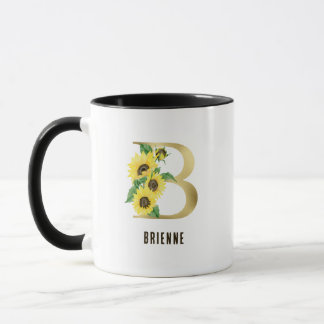 Sonnenblumen Wasserfarbener Blumenbrief B Monogram Tasse
