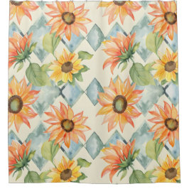 Sonnenblumen Wasserfarbenes Blumenmuster Duschvorhang