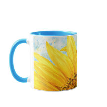 Sonnenblumen-Watercolor-Kunstbecher - Himmelblau