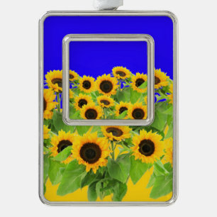 Sonnenblumen Weihnachtsschmuck Rahmen-Ornament Silber