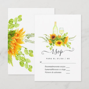 Sonnenblumen Wein Brautparty RSVP Karte