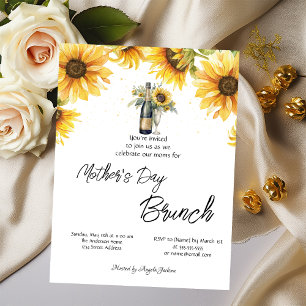 Sonnenblumen Weinflasche Glas Muttertags-Brunch Einladung