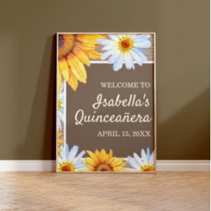 Sonnenblumen Weiße Margerite Jute Quinceañera Will Poster