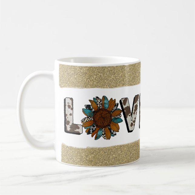 Sonnenblumen Western Liebe Boho Summer Kaffeetasse (Links)