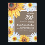 Sonnenblumen White Daisies Burlap 30. Geburtstag Einladung<br><div class="desc">Rustikale,  gelbe und braune Sonnenblumen und weiße Gänse mit schönen grünen Blätter auf der 30. Geburtstagsfeier-Party Einladung für Damen. Ideal für Sommer- oder Herbstfeiern. Kontaktieren Sie uns,  um Hilfe bei der Anpassung zu erhalten oder passende Produkte anzufordern</div>