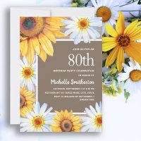 Sonnenblumen White Daisies Burlap 80. Geburtstag