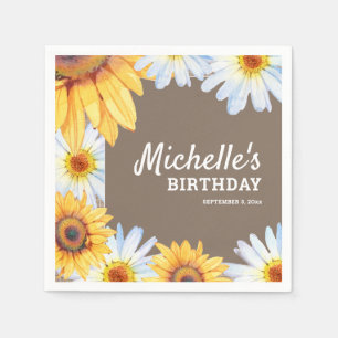 Sonnenblumen White Daisies Burlap Custom Geburtsta Serviette
