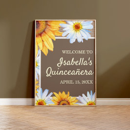 Sonnenblumen White Daisy Burlap Quinceañera Willko Poster
