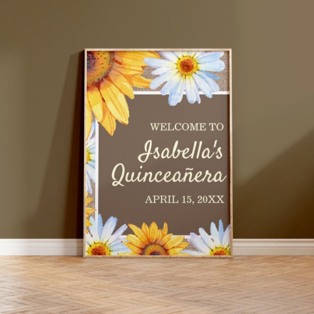 Sonnenblumen White Daisy Burlap Quinceañera Willko Poster (Von Creator hochgeladen)