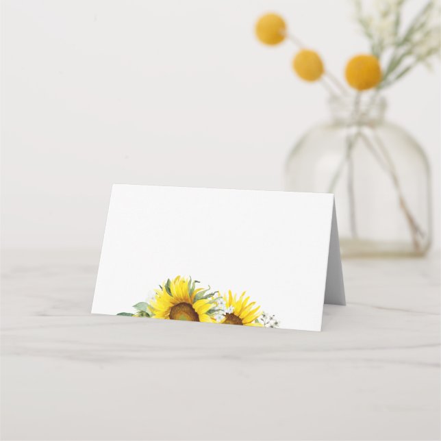 Sonnenblumen Wildblume Hochzeit Faltende Platzkart Platzkarte (Vorderseite)