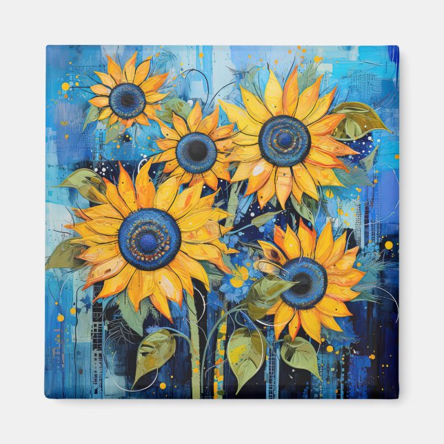 Sonnenblumen Wildblumen Blume Illustration Magnet (Vorne)