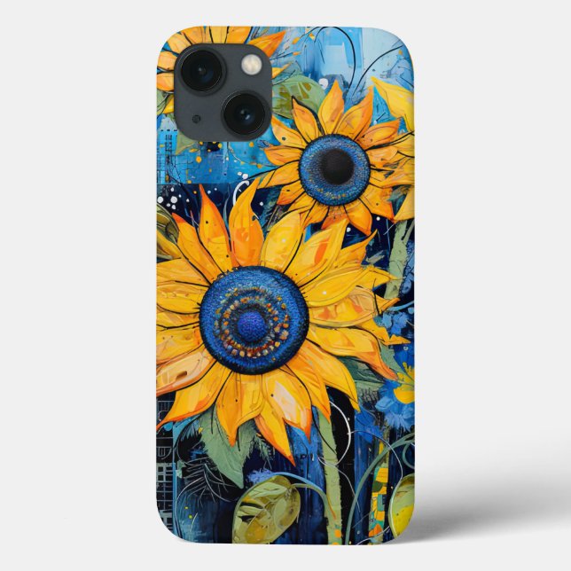 Sonnenblumen Wildblumen Blume Mixed Media Design Case-Mate iPhone Hülle (Rückseite)
