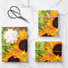 Sonnenblumen & Wildblumen - Blumengarten Geschenk Geschenkpapier Set