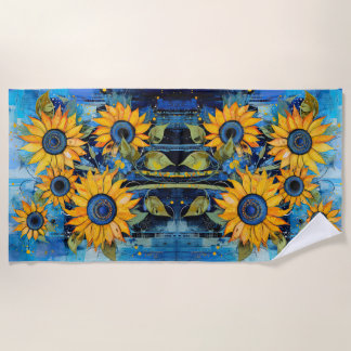 Sonnenblumen Wilde Blumen Mixed Media Design Strandtuch