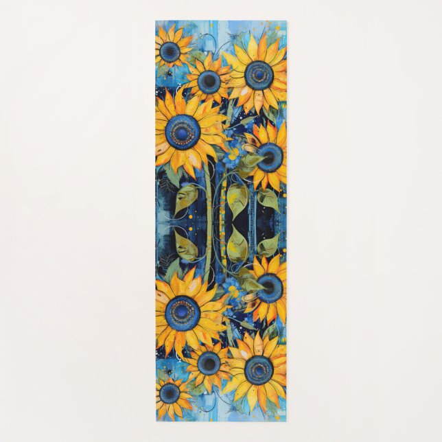 Sonnenblumen Wilde Blumen Mixed Media Design Yogamatte (Vorderseite)