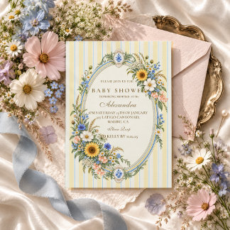 Sonnenblumen-Wildflower-Baby-Party Einladung
