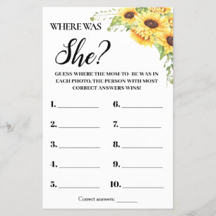 Sonnenblumen, wo sie Baby Duschkarte war Flyer
