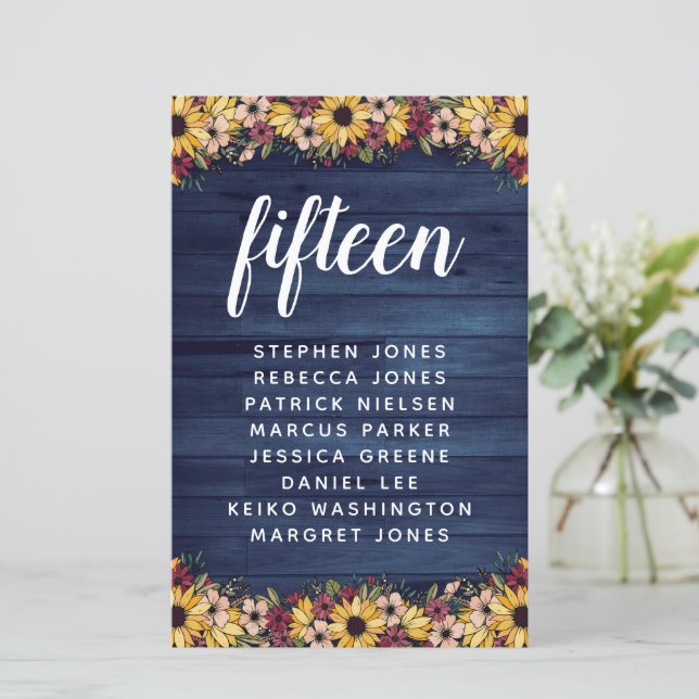 Sonnenblumen Wohn Tischnummer Gästebuch (Stehend Vorderseite)