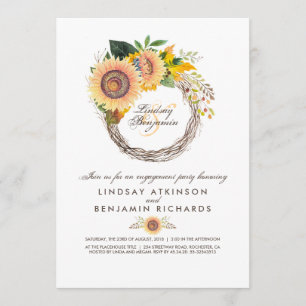 Sonnenblumen Wreath Rustic Fall Engagement Party Einladung