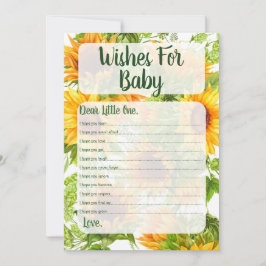 Sonnenblumen wünschen sich ein gelbes Baby-Duschge Einladung